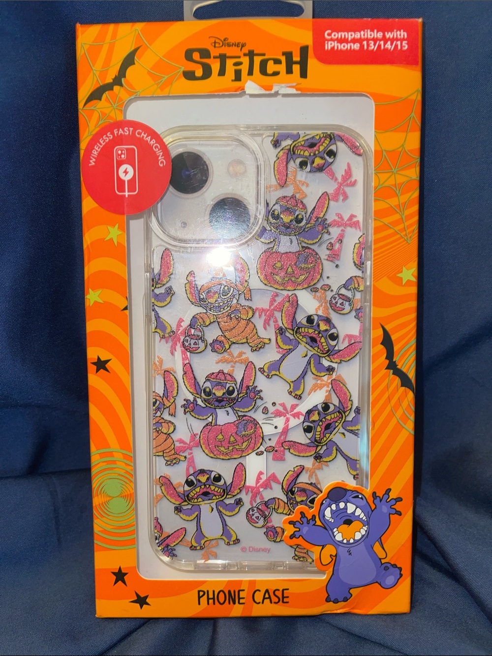 Disney Stitch Halloween Clear Phone Case - Purple, Pink & Orange
